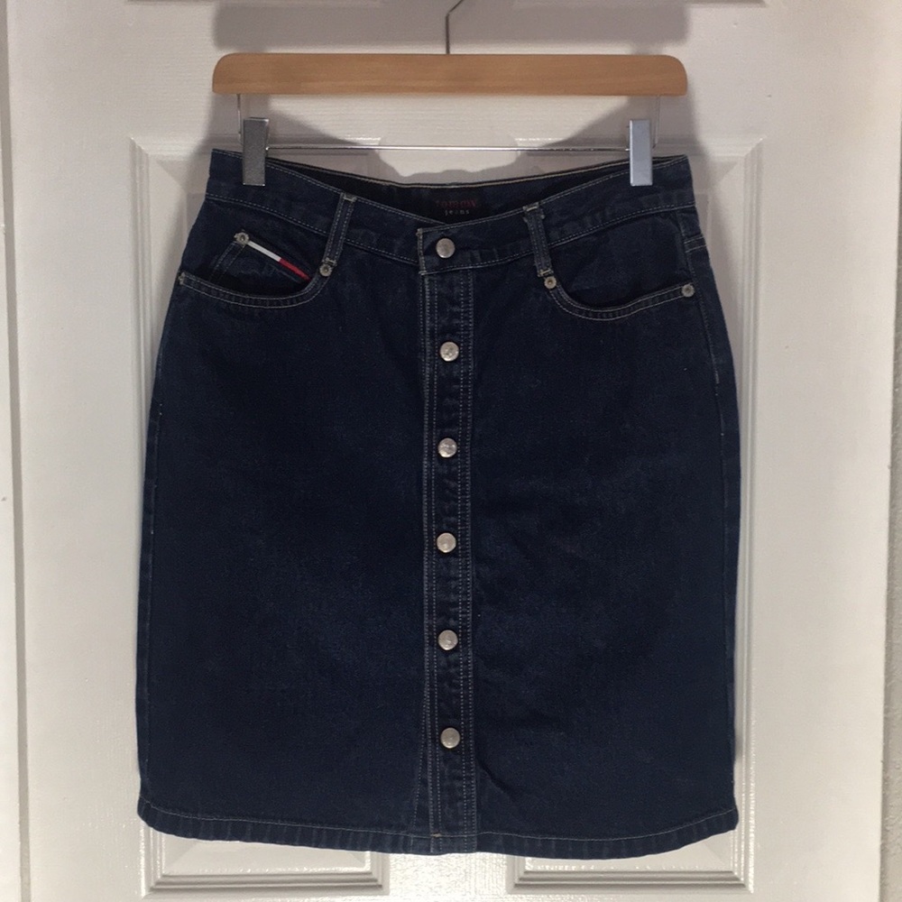 Y2K Tommy Jeans Button Front Denim Skirt - Picture 10 of 14